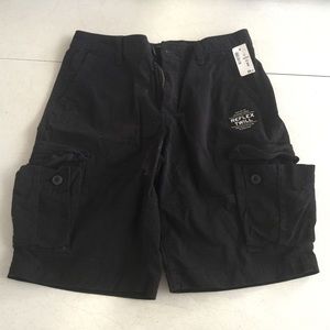 NWT Aeropostale Stretch Black Cargo Shorts Reflex Twill Size 30 Basic Spring